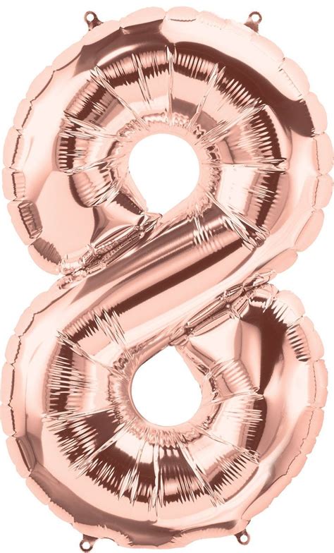 34 Number 8 Gold Rose Gold Silver Mylar Balloon Number 8 Balloon Eight