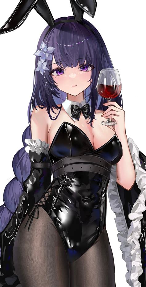 Purple Hair Moles Mole Under Eye Anime Girls Boobs Bunny Suit