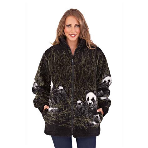 Ladies Fleece Lined Jacket Windproof Soft Thick Thermal Animal Outdoor