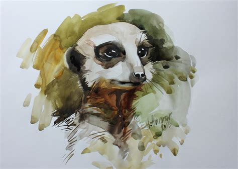 Mein Held Tierportrait Erdm Nnchen Tiere Aquarellmalerei Von Anna