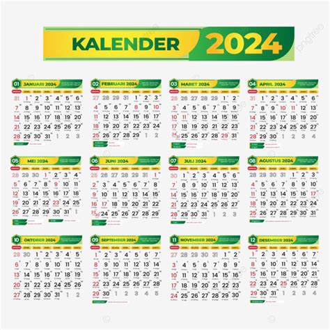 Kalender Lengkap 2024 Desain Modern Vektor Kalender 2024 Kalender