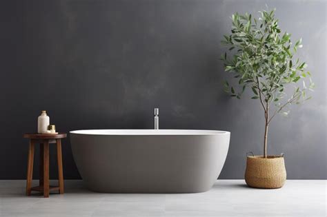 Premium Photo | Freestanding bathtub in a modern bathroom