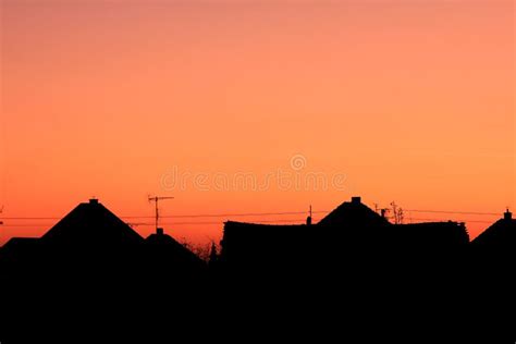 Sunset Over The Houses Stock Image Image Of Panorama 22038809