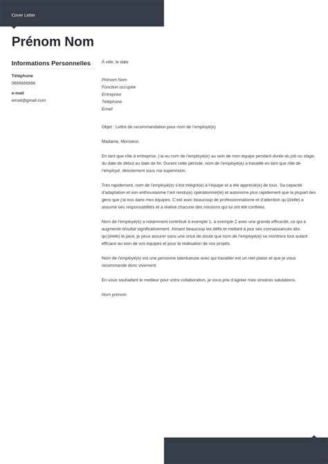 Lettre De Recommandation Employeur