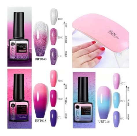 Kit Cabine De Secagem E 3 Esmaltes Thermal Gel Muda De Cor