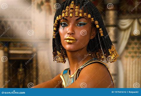 Pharaoh Cleopatra Or Nefertiti Are Depicted In Ancient Egyptian Cartoon