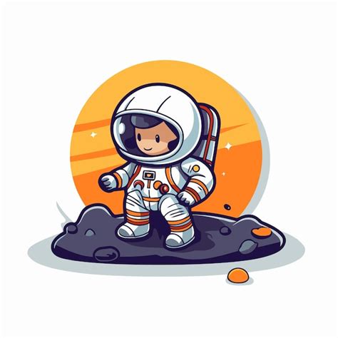 Astronauta de desenho animado em fato espacial no planeta ilustração