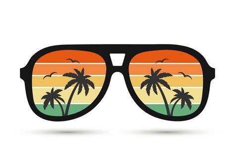 Seascape With Palm Trees In Sunglasses Summer Illustration Clip Art Vector 24690969 Vector