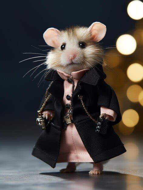 Premium AI Image There Is A Small Toy Mouse Dressed In A Black Coat