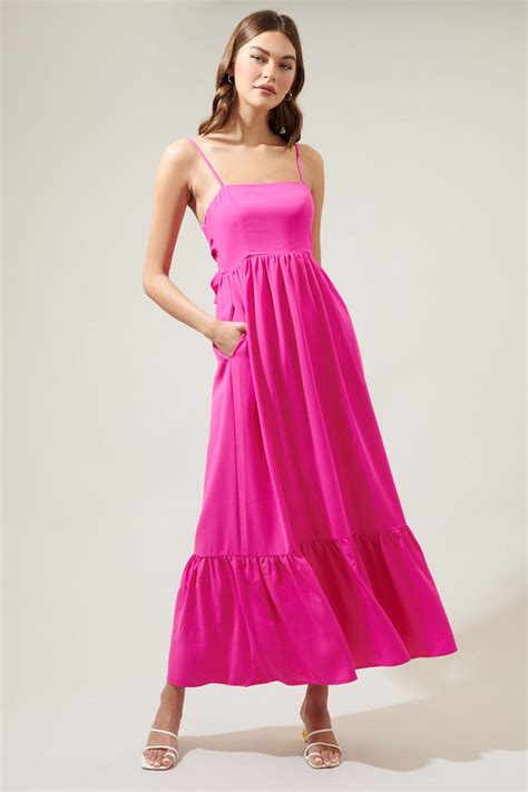 Sugarlips Delany Tie Back Maxi Dress In Pink Lyst