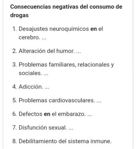 ¿cuales Son Los Daños Ocasionados Por El Consumo De Drogas Brainly Lat