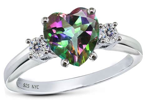 Star K Heart Shape 8mm Rainbow Mystic Topaz Ring 308544