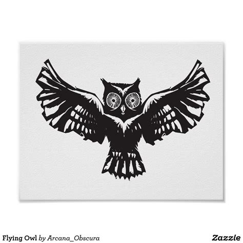 Flying Owl Poster Zazzle Owl Posters Magical Creature Poster