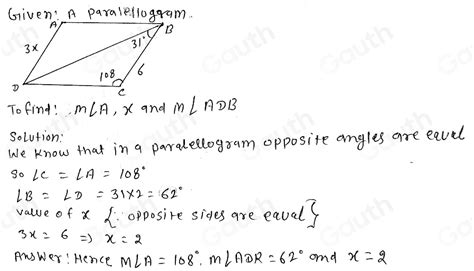 Solved Consider Parallelogram ABCD Below Use The Information Given In