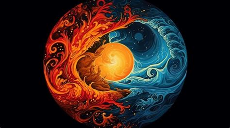 Premium Photo A Painting Of A Sun And A Moon In A Swirling Swirl