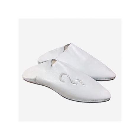 Babouche en cuir véritable haut de gamme blanche par cuiroma