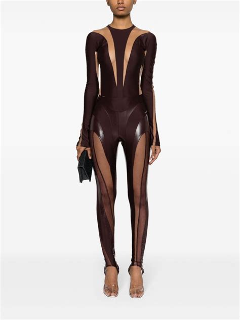 Mugler Illusion Panelled Bodysuit Farfetch