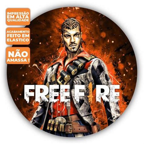 Painel De Festa Redondo Tecido Sublimado D Free Fire Gol Decor