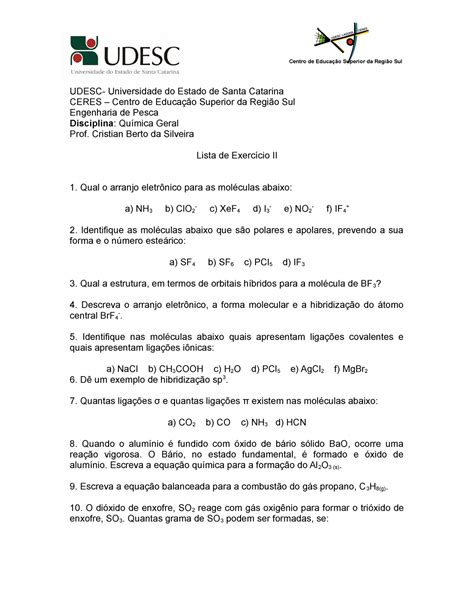 Prova Da Udesc - Prova 2017, questões - UDESC- Universidade do Estado de Santa Catarina ...