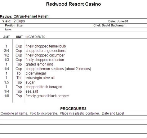 Excel Recipe Template For Chefs Chefs Resources