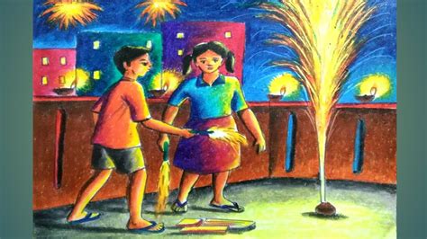 How To Draw Diwali Festival Scenerydiwali Drawing Step By Step Easy Youtube