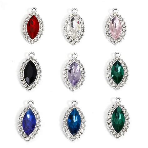 Doreenbeads Zinc Based Alloy Charms Silver Tone Multicolor Marquise