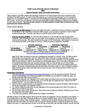 Fillable Online Sjsu Mba Open U Form Fall Doc Sjsu Fax Email