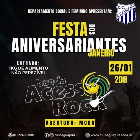 Festa Dos Aniversariantes De Janeiro Clube Guapira