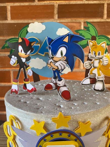 Topo De Bolo Sonic Loja Papelô Elo7 Produtos Especiais