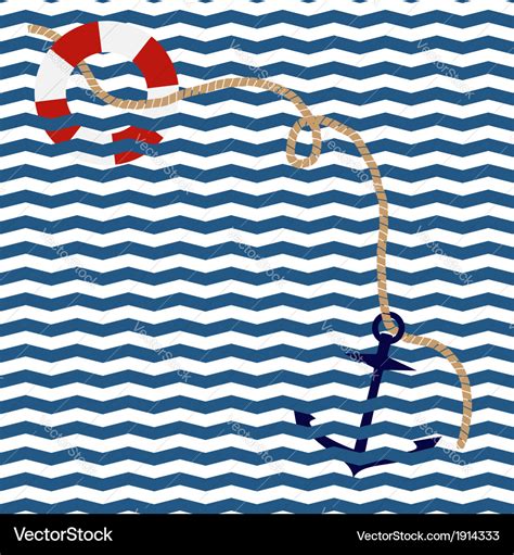 Nautical background with anchor and lifebuoy Vector Image