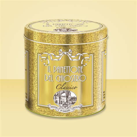 Classic Panettone Gold Ribbon Metal Tin 1000g Chiostro Di Saronno