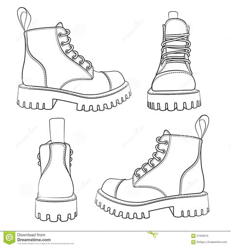 Vector Set Of Drawings With Boots Eps Stock Vector Illustration Of