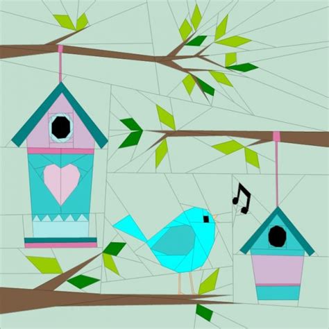 Birdhouse Mini Quilt Quilt Art Design