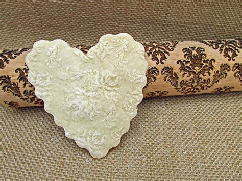 Engraved Rolling Pin Embossed Damask Cookie Stamp Damascus Etsy