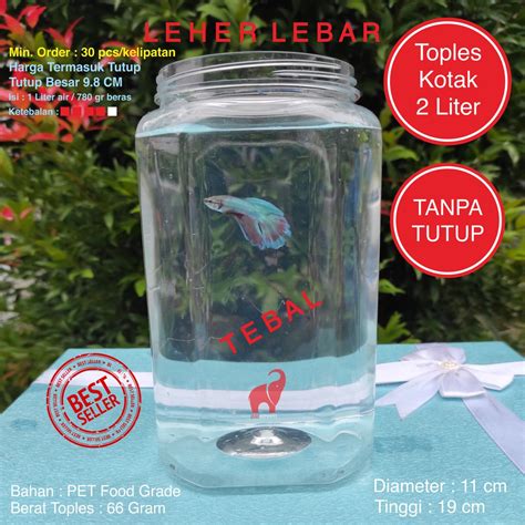 Jual Toples Plastik Kotak Ikan Cupang 2 Liter 2000ml 2000 Ml Tebal