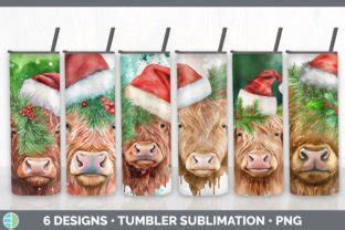 Christmas Highland Cow Tumbler Sublimati Graphic By Enliven Designs