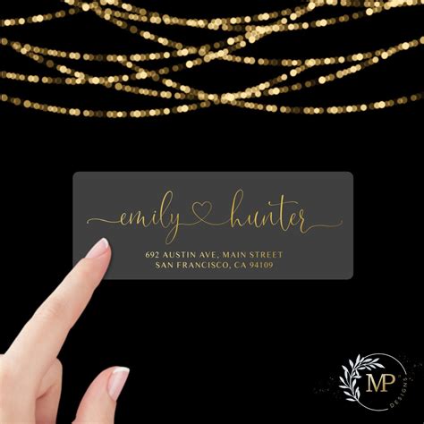 Return Address Labels For Wedding With Gold Foil Print Gold Foil