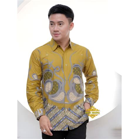 Jual Kemeja Batik Pria Motif Seno Kuning Kemeja Batik Cowok Kemeja