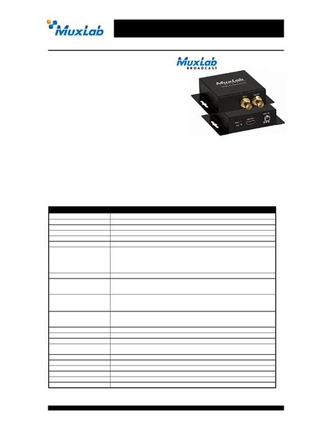 Mode D Emploi Muxlab G Sdi To Hdmi Converter Des Pages