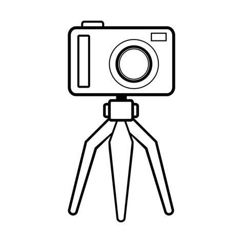 Camera And Tripod Vector Design With Lines Suitable For Coloring