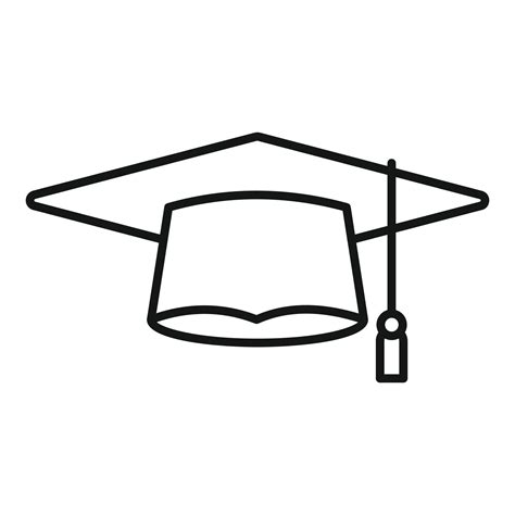 Academic Graduation Hat Icon Outline Vector School Cap 15107825 Vector