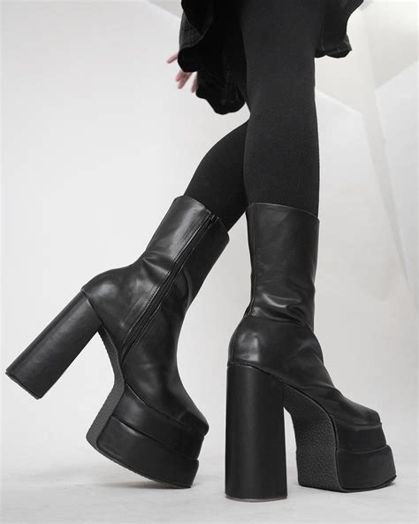 high heel platform boots  black littlebox india