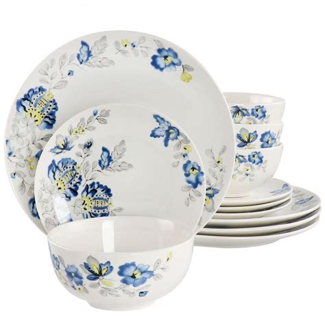 Gibson Home Uppingham Fine Ceramic 12 Piece Dinnerware Set In Blue