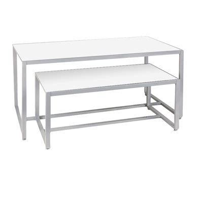 Nesting White Laminate Wood And Metal Retail Display Table Set