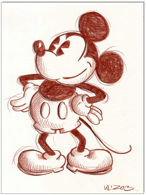 Mickey Mouse 24 X 32 Cm Original Rötelzeichnung Auf Zeichenkarton