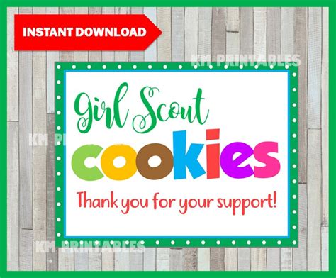 Girl Scout Cookie Thank You Card Blank Note Cards Printable - Etsy