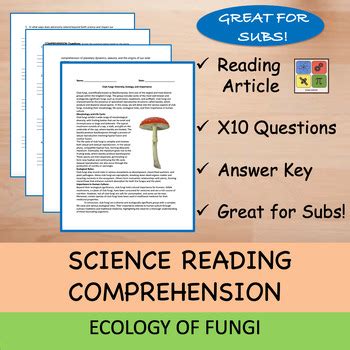 The Ecology Of Fungi Reading Passage And X Questions Editable