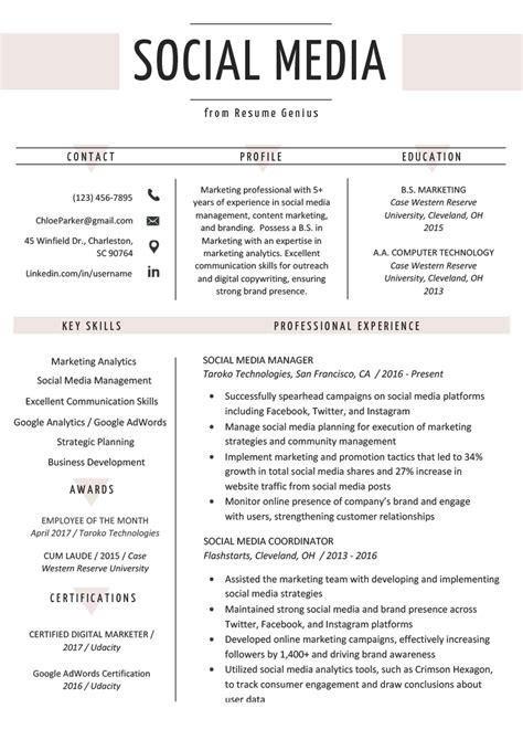 A Professional Resume For Social Media