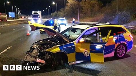 Footage Shows Moment Police Car Rammed On M1