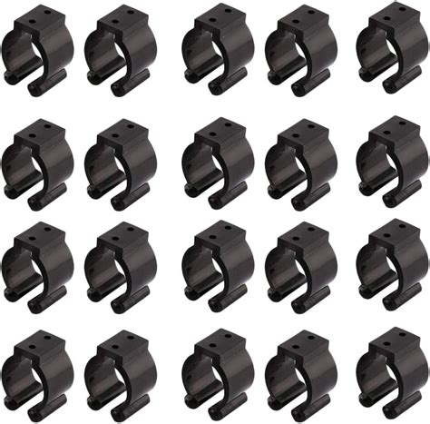 Sodial 20 Pcs Fishing Pole Rod Holder Clips Black 16mm Inside Dia